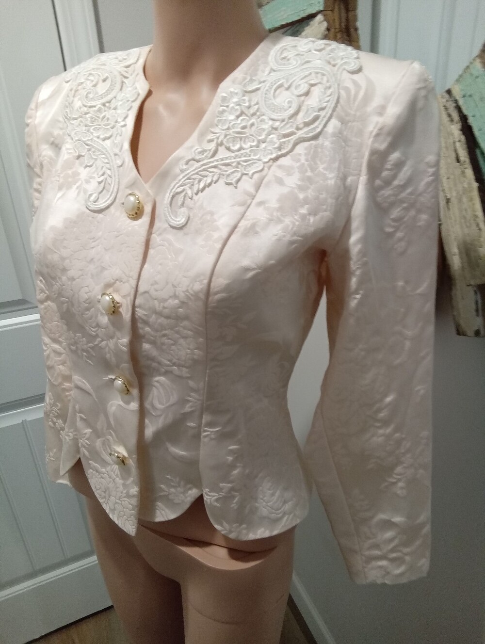 Vintage 1990's Scott McClintock Floral Brocade Bridal/Evening Jacket Sz 6